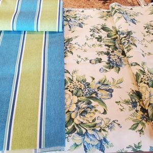 Upholstery Weight Cotton Fabric - Coordinated Floral & Stripes
